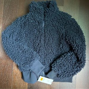 NWT Kendall & Kylie Navy Fleece / Fuzzy / Fur / Sherpa Baseball Short Jacket